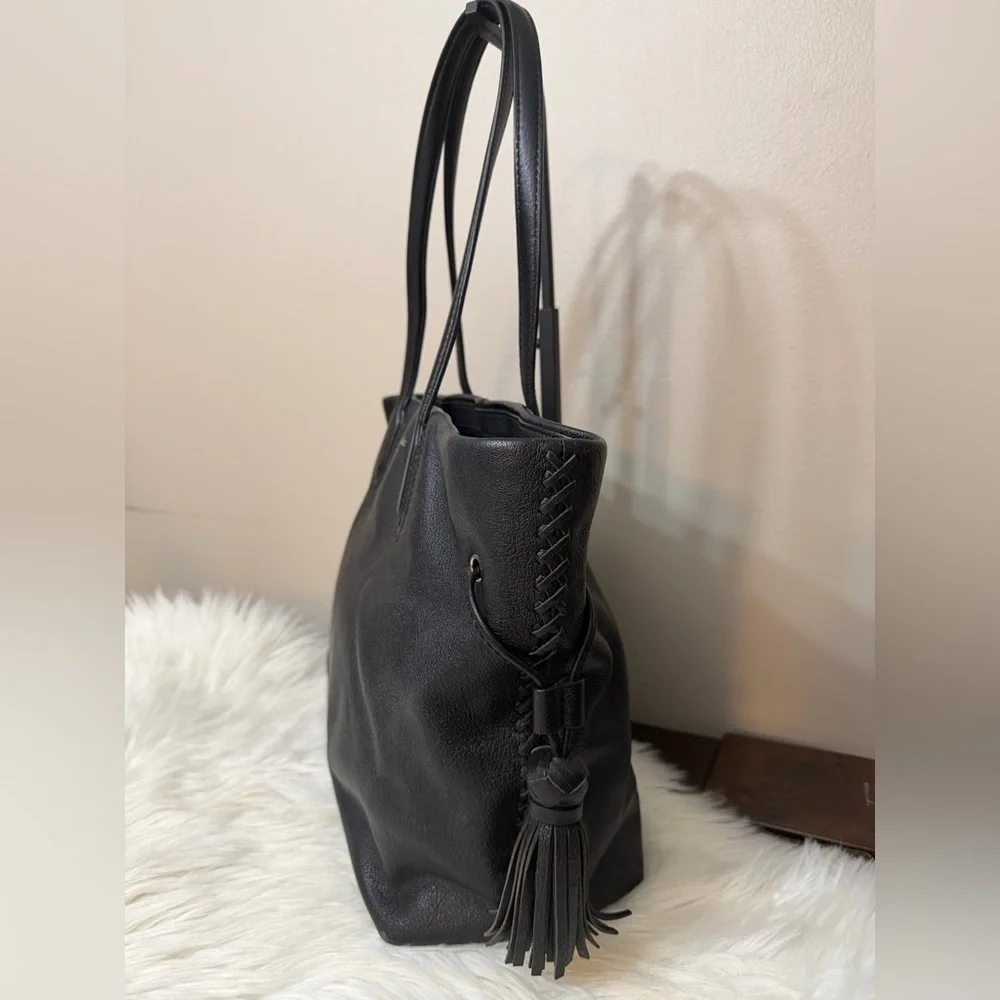 Kate Spade Black Leather Tote with Tassels